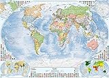 J.Bauer Karten Weltkarte XXL: Politische Weltkarte, 140 x 100 cm, deutsch, Stand 2021, alle Länder der Erde mit Flagg