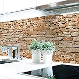 Küchenrückwand Naturstein Braun Premium Hart-PVC 0,4 mm selbstklebend - Direkt auf die Fliesen, Größe:60 x 51