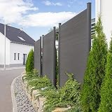 HOME DELUXE - WPC Sichtschutzzaun CALLADO - Anthrazit, 4x Element + 5x Pfosten - Breite: ca. 714 cm, inkl. Zubehör I Blickschutz Windschutz S