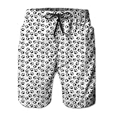 GULTMEE Paw Print Men's Swim Trunks,Feet Sign Dog Puppy,Quick Dry Swimwear Beach Short Bathing Suits with Mesh Lining and Pockets,White Grey - XXL