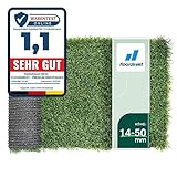 Floordirekt Premium Kunstrasen - Rasenteppich - Rollrasen - Kunststoffrasen - Garten-Rasen - Rasen für Balkon, Terrasse & Garten (Riviera (Höhe: 14mm), 100x100 cm)