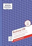 AVERY Zweckform 1730 Rechnung (A5, 2x40 Blatt, selbstdurchschreibend mit farbigem Durchschlag, mit Netto- und Bruttobetrag, MwSt. uvm., zur Erfassung aller rechtlich erforderlichen Angaben) weiß/gelb