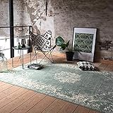 FRAAI | Home & Living Teppich Vintage - Wonder Grün - 70x140cm - Antik - Orientalisch - Wohnzimmer, Esszimmer, Schlafzimmer - Carp