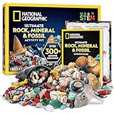 NATIONAL GEOGRAPHIC Edelsteine und Fossilien Set - 300-teiliges Set mit Geoden und Echten Fossilien -Rosenquarz Jaspis Aventurin - Viele Weitere Kristalle und Edelsteine fü