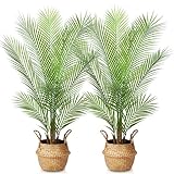 Kazeila Künstliche Pflanzen Groß Areca Palme 110cm Kunstpflanze Groß im Topf Kunstpalme Fake Pflanzen Plastik Pflanze Dekor(2Pack)