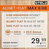 Otelo Allnet-Flat Max+ SIM-Only Promo-Tarif, Datenflat inkl. 6 GB Highspeed Volumen mit max. 42,2 Mbit's inkl. T