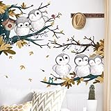 HGDESIGN® Wandtattoo Wandaufkleber 5 Eule auf Ast Wandsticker Kinderzimmer Babyzimmer Baby Kinder Mädchen Junge Wohnzimmer S
