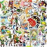 Zelda Sticker, 50 Stück Zelda Aufkleber, Zelda Cartoon Aufkleber, Zelda Vinyl Wasserdichte Aufkleber, für Scrapbook Laptop Fotoalbum Skateboard Motorrad Auto, Geschenke fü