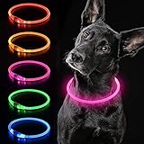 iTayga leuchthalsband Hund, USB-aufladbar und wasserdicht hundehalsband, verstellbare Länge, Sicherheitshalsband für Hunde und Katzen, 3 Modi, R