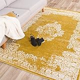 FRAAI | Home & Living Teppich Vintage - Adore Medaillon Gelb - 120x170cm - - Rug - Orientalisch - Wohnzimmer, Esszimmer, Schlafzimmer - Carp