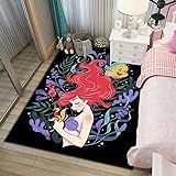 DALIZA Teppich für Karikatur kleine Meerjungfrau Arielle Prinzessin Mode Schlafzimmer Matte Wohnzimmer Büro Kinder Zimmer Fußmatten Home Decor Geschenk 160X200CM