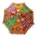 Bohemian indischen handgefertigt Design, Baumwolle Multi Farbe Stickerei Sonnenschirm Sonnenschirm 61 cm, Damen, Orange, Burgundy, Pink, Bright Green, 24 I