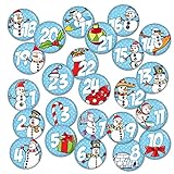 Kiwikatze Adventskalender Buttons Motiv Schneemänner 25 mm Set mit Zahlen 1-24 Adventskalenderzahlen selber machen diy Bastelset Ansteckb