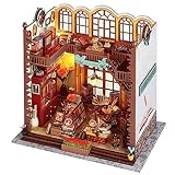 DIY Magische Buchhandlung Book Nook Kit, DIY Miniatur Puppenhaus Bausatz mit Möbeln und LED-Licht, 3D Puzzle Holz Kunst Bücherregal Modellbaukästen Kreatives Geschenk für 14 J