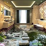 3D Tapete Creek Stone Pier Bridge Lotus Wasser 3D Bodenfliesen Gemälde Familie Hotel Deko Wandb