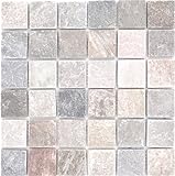 Quarzit Naturstein Mosaik Fliese beige grau Wand Boden Dusche Küchenrückwand Fliesenspiegel - MOS36-0204