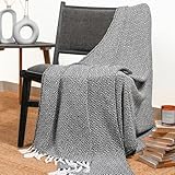 RAJRANG BRINGING RAJASTHAN TO YOU Schwarze Überwurfdecke, gewebt, rustikal, rustikal, 100% Baumwolle, Luxus-Qualität, Überwurf für Sofa, Couch, Bett, Mini-Diamant, 127 x 152