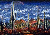 Castle & Rye Saguaro National Park Southwest Wüstenlandschaft Kunst Foto Qualität Poster Druck für Wohnzimmer oder Schlafzimmer W