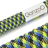 Paracord 550 Seil Neon-Blau | Schwarz | 31 Meter Nylon/Polyester-Seil mit 7 Kern-Stränge | für Armband | Knüpfen von Hunde-Leine oder Hunde-Halsband zum selber machen | Seil mit 4mm Stärke | Mehrzweck-Seil | Survival-Seil | Parachute Cord belastbar bis 250kg (550lbs) schwarz, grün, gelb, blau - Marke G