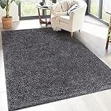 carpet city Shaggy Hochflor Teppich - 133x190 cm - Anthrazit - Langflor Wohnzimmerteppich - Einfarbig Uni Modern - Flauschig-Weiche Teppiche Schlafzimmer Dek
