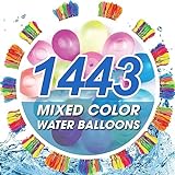 1443 Stück Wasserbomben Balloons, Schnellfüller Wasserballons, 39 Bündel mit je 37 Water Balloons, selbst verschließend ohne Knoten, Bunt Gemischt,viel Spaß (1443)