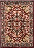 SAFAVIEH Traditionell Teppich für Wohnzimmer, Esszimmer, Schlafzimmer - Mahal Collection, Kurzer Flor, Marineblau und Rot, 122 X 170