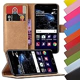 Eximmobile - Book Case Handyhülle für Huawei P9 Lite mit Kartenfächer in Schwarz | Schutzhülle aus Kunstleder | Handytasche als Flip Case Cover | Handy Tasche | Etui Hü