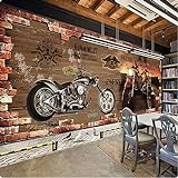 Anpassung Retro Motorrad Ziegel Tapete Restaurant Café Kreatives Dekor 3D Wandbild Papel De Parede 3 D-450Cmx300C