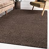 Impression Wohnzimmerteppich - Hochwertiger Öko-Tex zertifizierter Flächenteppich - Solid Color Teppich Dunkelbraun - Größe 80x150