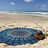 Mandala Decke, Hippie-Stil, überwurf für Betten, als Tagesdecke, zum Aufhängen, als Tischdecke, Strandtuch, dekorativer Wandschmuck, rund, Textil, blau, 178