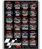 Zephy MOTOGP 2024 Tracks and Dates Poster Grand Prix Motorcycle Racing, Black A4