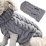 Petyoung Hundepullover Weste Warmer Mantel Haustier weiche Strickwolle Winter Pullover gestrickt Häkeln Mantel Kleidung für kleine mittlere Hunde (XL, Grau)