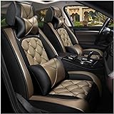 QIOZO AR Seat Covers Universal Full Set für Audi A3/A4 B8/A4 B6/A3 8P/A5/A4 B7/A4/A6 C6/Q5/A6 C7/A6 C5/Q7/A3 8V/A1/A7/A8/Q2/Q3/A4L/A6L A8A8L/Q5L/Sq5/RS Autoteile/Waterproof_Golden Deluxe E