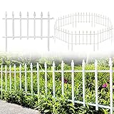 Thealyn Dekorativer Gartenzaun aus Metall, 57 cm breit x 45 cm hoch (5 Paneele, Gesamtlänge 2,8 m), Metallbordüre, Klappzaun, Landschaftszaun für Blumenbeet, Bäume, Tierbarriere (weiß)