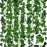 ADORAMOUR Künstliche Efeu Girlanden - 6er Pack, 210cm Länge - Gefälschte Reben für Zimmer und Garten Wand Dekoration für Innen Außen, Grüne Blätter Plastik, Hängende Pflanzen für Grünpflanzen Dek