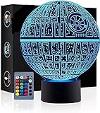 Star Wars 3D Illusions Lampe,7 Farben ändern Beleuchtung mit Fernbedienung, Berühren USB Ladung Tisch Schreibtisch Schlafzimmer Dekoration, Coole Geschenke Ideen für Kinder Geburtstag,Valentinstag