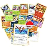 Heartforcards® kompatibel mit 30 Original Verschiedene Pokemon Karten in deutsch 1 Selten 2 Holo 1 zufällig Plkachu, GIumanda, Dedenne oder EvoIi aktuelle Sammelkarten + Heartforcards® V