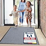 Floordirekt Schmutzfangmatte Monochrom | viele Größen, viele Farben | Länge auf Maß | rutschfeste waschbare Fußmatte (Silbergrau, 200 x 150 cm)