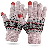 VENI MASEE Winter Touchscreen Handschuhe Warm Thermo Weiches Futter Elastische Manschette für Damen, Khaki-Damen, O