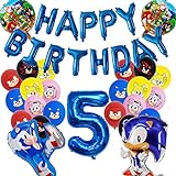 Sonic Geburtstag Deko Set, Sonic Party Dekorations Set, Sonic Party Luftballon, Sonic Geburtstag Luftballons, Sonic Thema Folienballons für Kindergeburtstag Dek