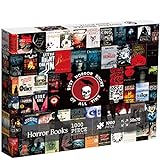 Horror Puzzles für Erwachsene 1000 Teile, Halloween Buch Puzzle Enthält Exorzist Stephen King Bücher Cover, Gruseliges Literarisches Thema Puzzle Bücher als Horror Dek