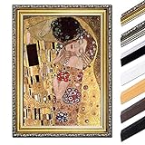 Bild mit Rahmen - Gustav Klimt Der Kuss 60x80 cm - Gerahmtes Leinwandbild Alte Meister - Antiker Rahmen Gold Barock,