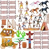 PROLOSO 56 Stück Cowboys & Indianer Figur Spielset Spielzeug Indianer Figuren Wild West M