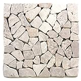 DIVERO 11 Fliesenmatten Naturstein Mosaik aus Marmor für Wand und Boden cremeweiß á 30 x 30
