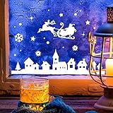 Fensterbild Weihnachtsmann an Weihnachten Winter Fensterdeko 28x16cm Fensterbilder Winterlandschaft + Sterne & Schneeflocken M2263 ilka parey wandtattoo-welt®