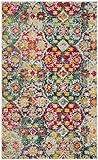 SAFAVIEH Boho Chic Teppich für Wohnzimmer, Esszimmer, Schlafzimmer - Monaco Collection, Kurzer Flor, Grau und Fuchsia, 122 X 170