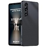 Tawarror Handyhülle für Sony Xperia 1 VI Hülle, Kohlefaser Design Silikon TPU Schutzhülle für Sony Xperia 1 VI, Ultra Dünn Carbon Fiber Textur Handytasche Case Stoßfest Kratzfest rutschfest, Schw
