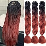 Xtrend 3 Packs 24 Inch Ombre Jumbo Braiding Hair for Twist Box Bradis Hair Kanekalon Braiding Hair High Temperature Synthetic Braiding Hair for Women(3 Packs,Black/Copper red#)…