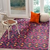 SAFAVIEH Boho Chic Teppich für Wohnzimmer, Esszimmer, Schlafzimmer - Monaco Collection, Kurzer Flor, Pink und Multi, 122 X 170