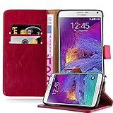 Cadorabo Hülle kompatibel mit Samsung Galaxy Note 4 aus Premium Kunst Leder Flip Klappbare Stoßfeste Magnetische [Standfunktion] [Kartenfächern] Cover Hülle für Galaxy Note 4 Tasche in R